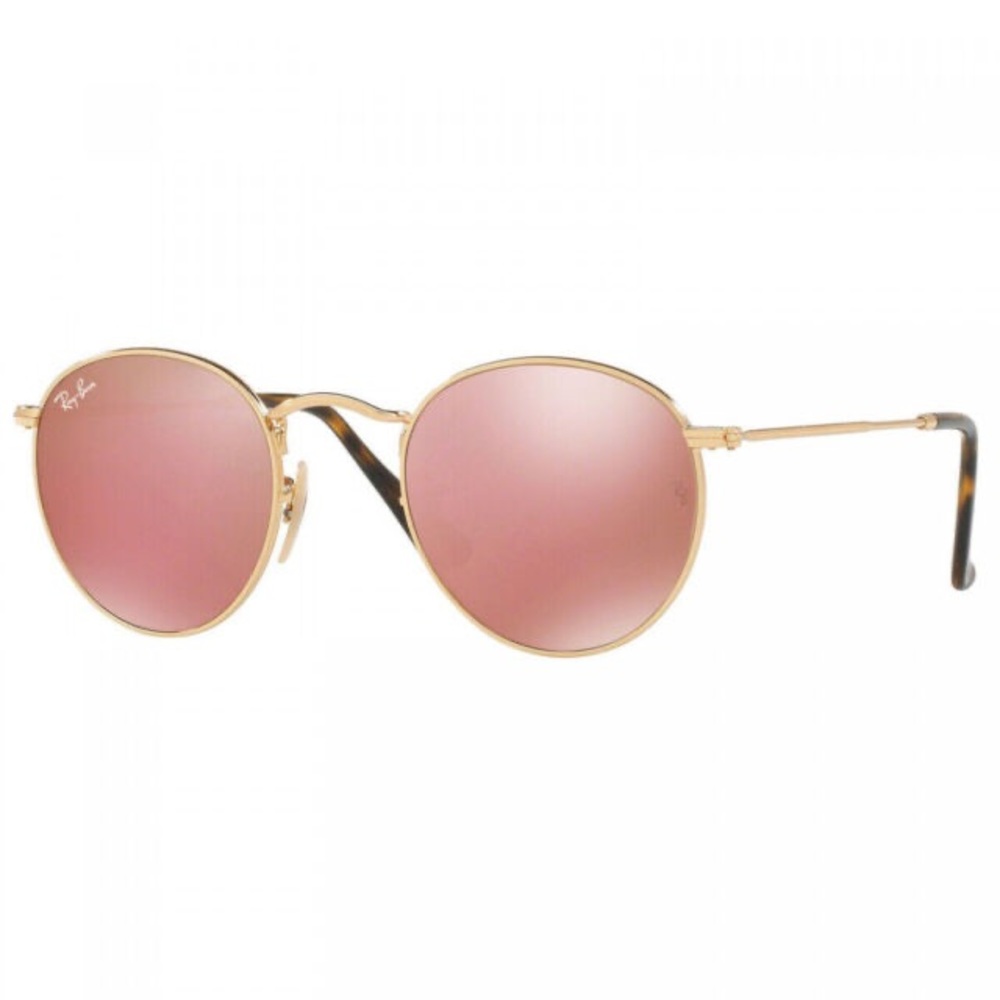 Ray-Ban Round Metal Flat Rose Gold Sunglasses